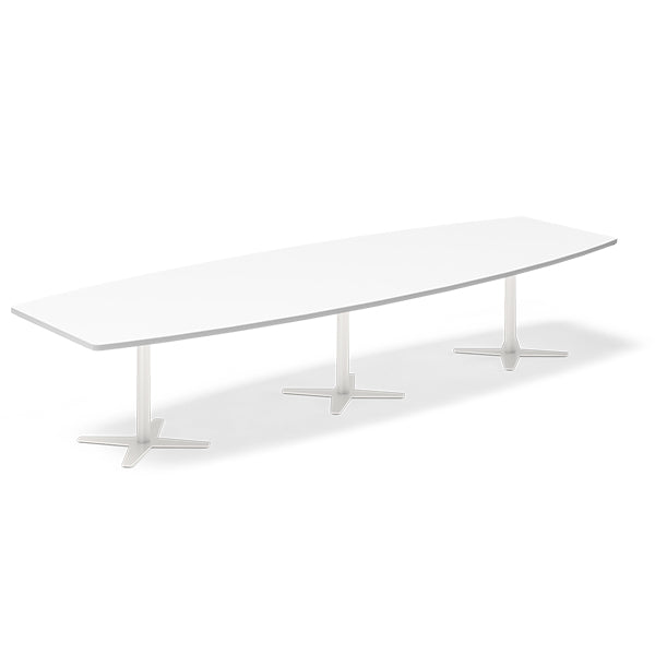 Ergoff Konferencebord DNA, Hvid 3800x1200 mm bådformet, Hvid understel – Konferenceborde (billede 1)
