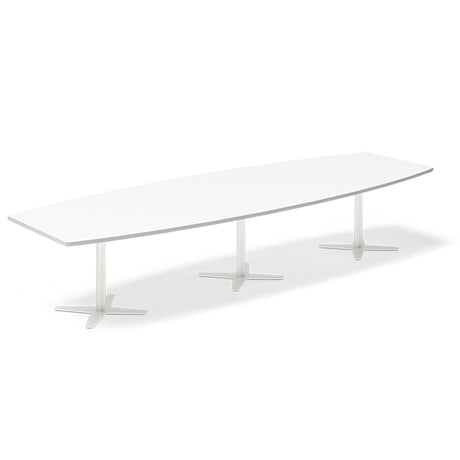 Ergoff Konferencebord DNA, Hvid 3800x1200 mm bådformet, Hvid understel – Konferenceborde (billede 1)