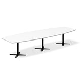 Ergoff Konferencebord DNA, Hvid 3800x1200 mm bådformet, Sort understel – Konferenceborde (billede 1)