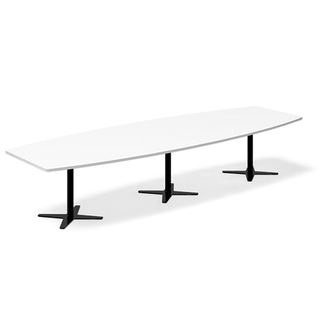 Ergoff Konferencebord DNA, Hvid 3800x1200 mm bådformet, Sort understel – Konferenceborde (billede 1)