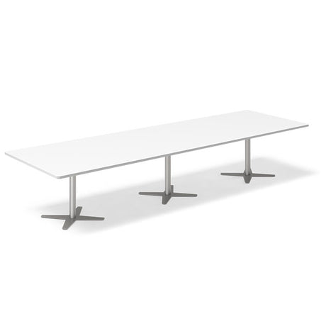 Ergoff Konferencebord DNA, Hvid 3800x1200 mm rektangulært, Alugrå understel – Konferenceborde (billede 1)