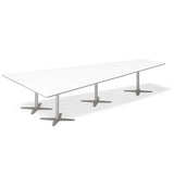 Konferencebord DNA, Hvid 3800x1990 mm trapezformet, Alugrå understel