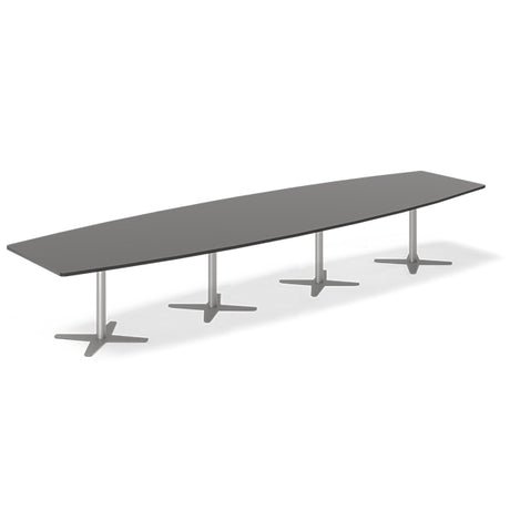 Ergoff Konferencebord DNA, Antracit 4400x1200 mm bådformet, Alugrå understel – Konferenceborde (billede 1)