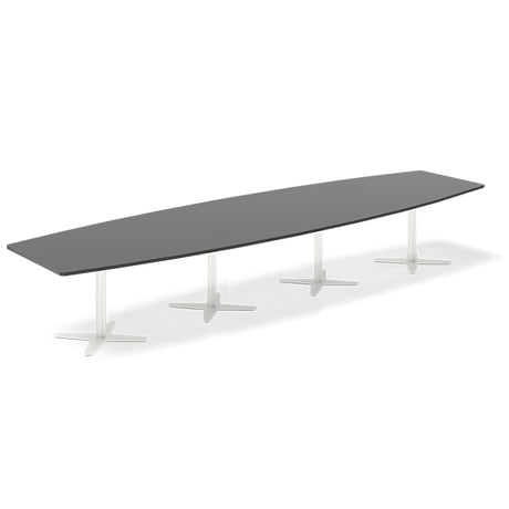 Konferencebord DNA, Antracit 4400x1200 mm bådformet, Hvid understel