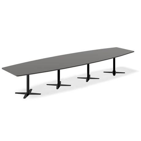Ergoff Konferencebord DNA, Antracit 4400x1200 mm bådformet, Sort understel – Konferenceborde (billede 1)