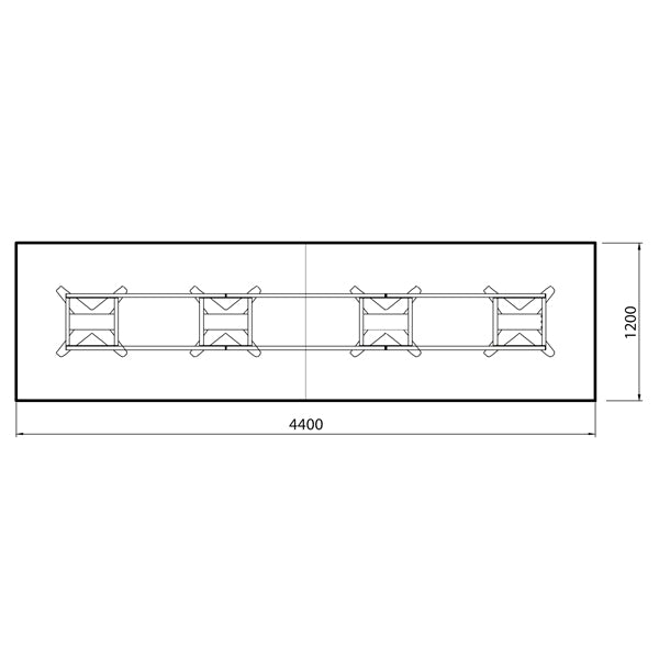 Konferencebord DNA, Antracit 4400x1200 mm rektangulært, Hvid understel