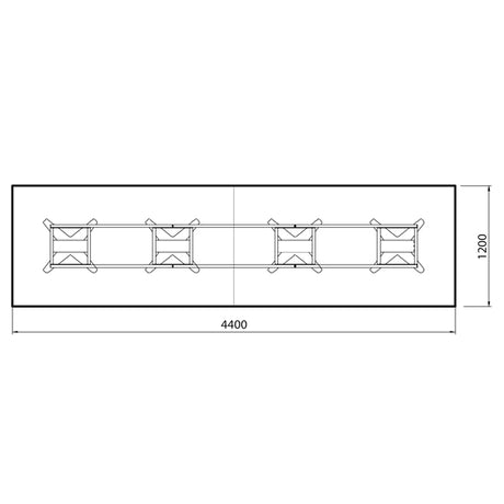 Konferencebord DNA, Antracit 4400x1200 mm rektangulært, Hvid understel