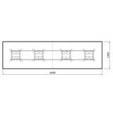 Konferencebord DNA, Antracit 4400x1200 mm rektangulært, Hvid understel