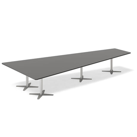 Konferencebord DNA, Antracit 4400x2175 mm trapezformet, Alugrå understel