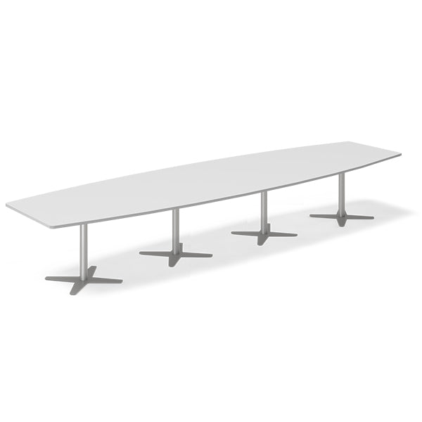Konferencebord DNA, Lysgrå 4400x1200 mm bådformet, Alugrå understel – image 1