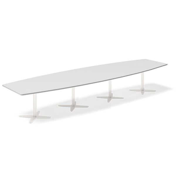 Ergoff Konferencebord DNA, Lysgrå 4400x1200 mm bådformet, Hvid understel – Konferenceborde (billede 1)
