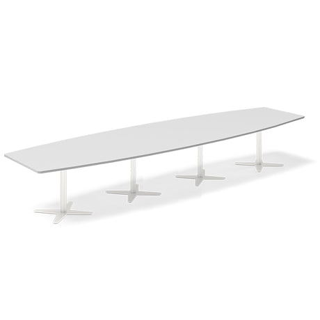 Ergoff Konferencebord DNA, Lysgrå 4400x1200 mm bådformet, Hvid understel – Konferenceborde (billede 1)