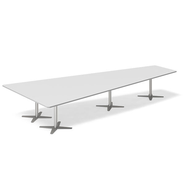 Konferencebord DNA, Lysgrå 4400x2175 mm trapezformet, Alugrå understel – image 1