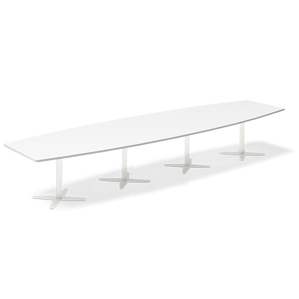 Ergoff Konferencebord DNA, Hvid 4400x1200 mm bådformet, Hvid understel – Konferenceborde (billede 1)