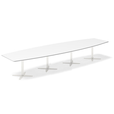 Ergoff Konferencebord DNA, Hvid 4400x1200 mm bådformet, Hvid understel – Konferenceborde (billede 1)