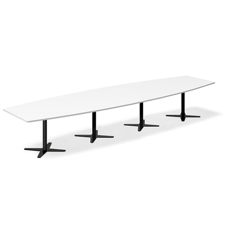 Ergoff Konferencebord DNA, Hvid 4400x1200 mm bådformet, Sort understel – Konferenceborde (billede 1)
