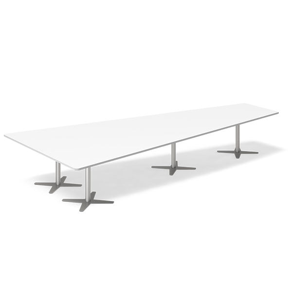 Konferencebord DNA, Hvid 4400x2175 mm trapezformet, Alugrå understel – image 1