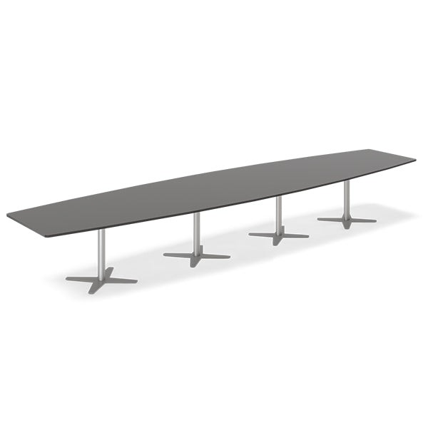 Konferencebord DNA, Antracit 5000x1200 mm bådformet, Alugrå understel