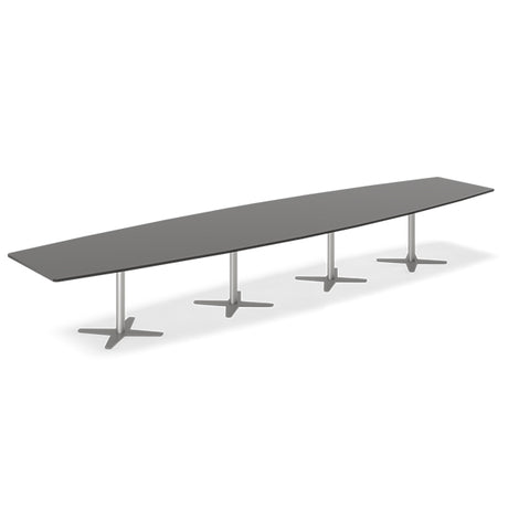 Konferencebord DNA, Antracit 5000x1200 mm bådformet, Alugrå understel