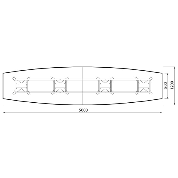 Konferencebord DNA, Antracit 5000x1200 mm bådformet, Hvid understel