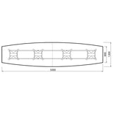 Konferencebord DNA, Antracit 5000x1200 mm bådformet, Hvid understel
