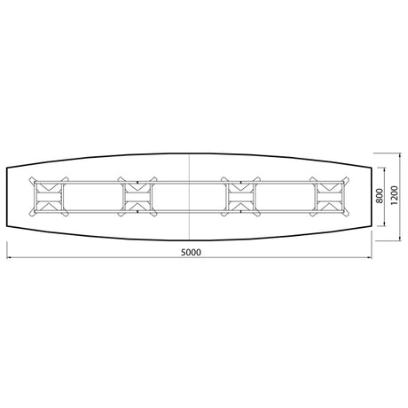 Konferencebord DNA, Antracit 5000x1200 mm bådformet, Hvid understel