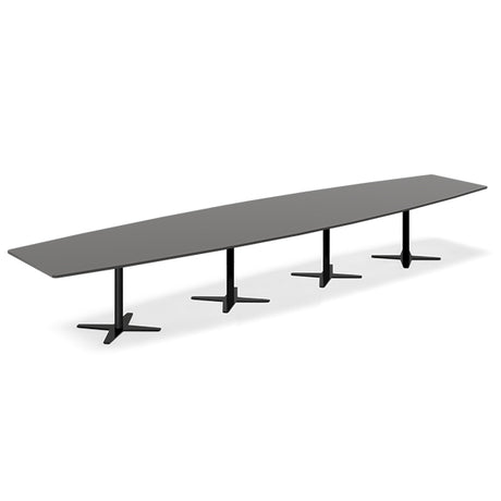 Konferencebord DNA, Antracit 5000x1200 mm bådformet, Sort understel