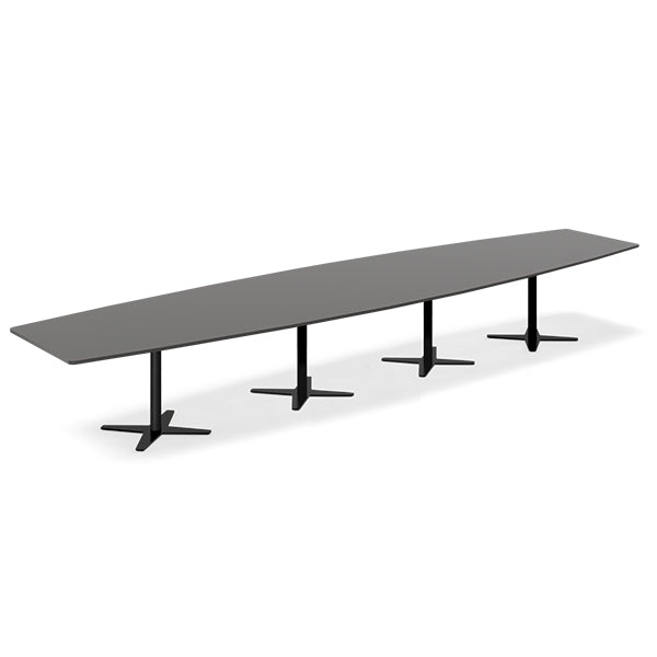 Ergoff Konferencebord DNA, Antracit 5000x1200 mm bådformet, Sort understel – Konferenceborde (billede 1)