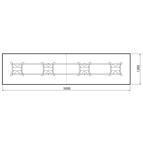 Konferencebord DNA, Antracit 5000x1200 mm rektangulært, Hvid understel