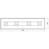 Konferencebord DNA, Antracit 5000x1200 mm rektangulært, Hvid understel