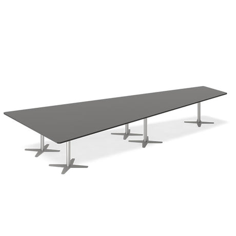Konferencebord DNA, Antracit 5000x2365 mm trapezformet, Alugrå understel