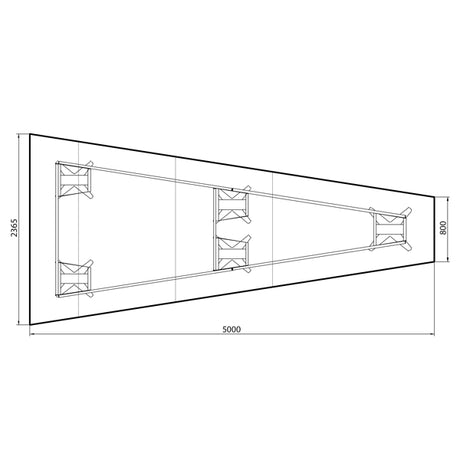 Konferencebord DNA, Antracit 5000x2365 mm trapezformet, Alugrå understel