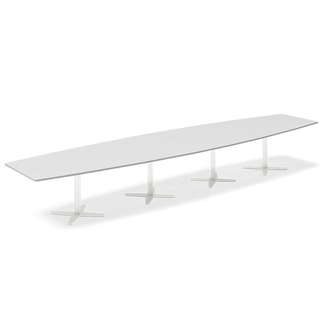 Konferencebord DNA, Lysgrå 5000x1200 mm bådformet, Hvid understel – image 1