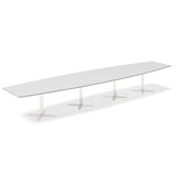 Konferencebord DNA, Lysgrå 5000x1200 mm bådformet, Hvid understel