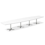 Ergoff Konferencebord DNA, Hvid 5000x1200 mm bådformet, Alugrå understel – Konferenceborde (billede 1)