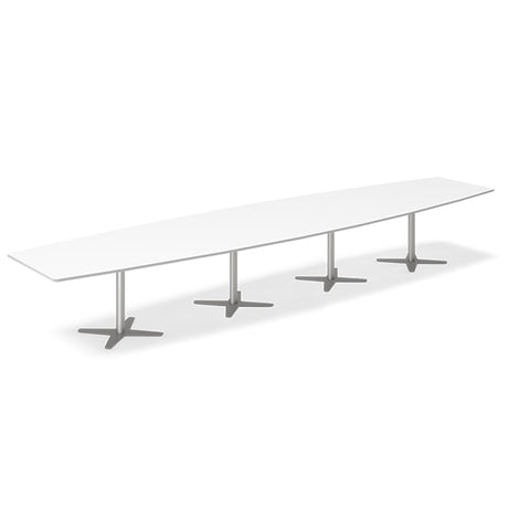 Ergoff Konferencebord DNA, Hvid 5000x1200 mm bådformet, Alugrå understel – Konferenceborde (billede 1)