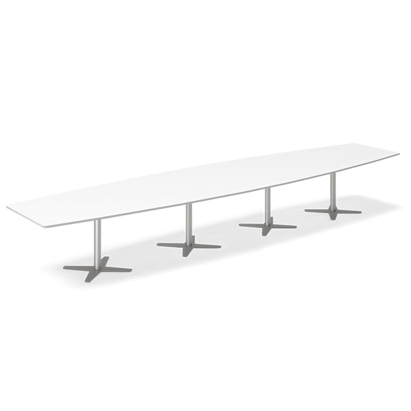 Ergoff Konferencebord DNA, Hvid 5000x1200 mm bådformet, Alugrå understel – Konferenceborde (billede 1)