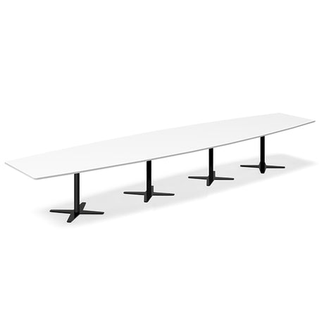 Ergoff Konferencebord DNA, Hvid 5000x1200 mm bådformet, Sort understel – Konferenceborde (billede 1)