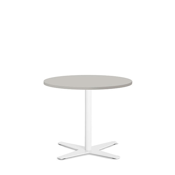 Ergoff Bord Amy Ø650 H582 mm, Lys grå laminat Hvidt understel – Kantineborde