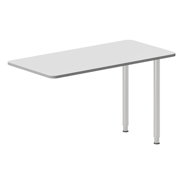 Skrivebord, tilbyg DNA Lys grå 1200x600 mm I-ben Alugrå