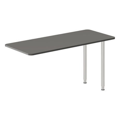 Skrivebord, tilbyg DNA Antracit 1400x600 mm I-ben Alugrå