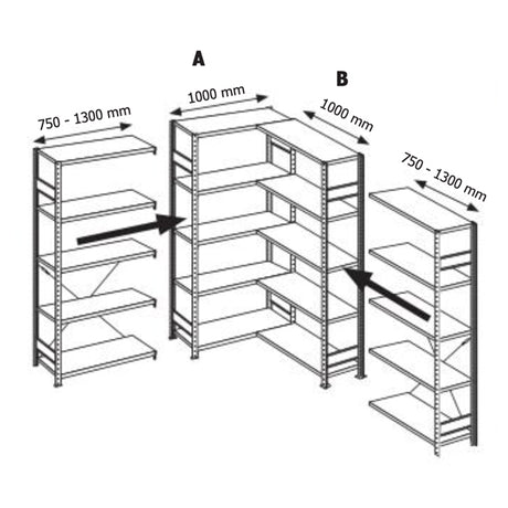 Schulte Lagertechnik Hylde-B Boltless Hjørnereol 1000x600 mm 150 kg – Boltless lagerreol (billede 2)