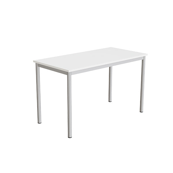 Tranås Skolmöbler Bord Combi 200, 1200x600 mm Højde 720 mm Hvid  laminat på alugråt understel – Elevborde