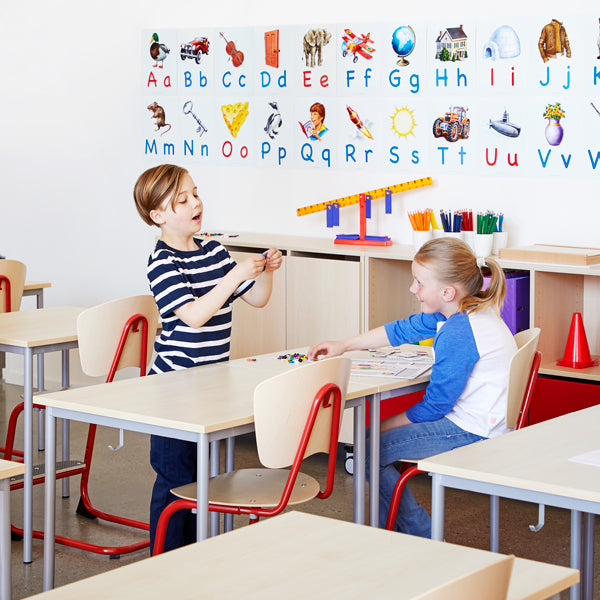 Elevbord 166 700x600 mm Højde 720 mm Birk laminat på alugråt understel – image 1