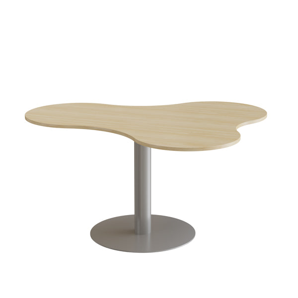 Form o Miljö Bord Amöba 1005, 1200x1500 mm, Højde 720 mm, Birk laminat, Alu stel – Kantineborde