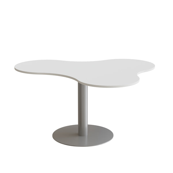 Form o Miljö Bord Amöba 1005, 1200x1500 mm, Højde 720 mm, Hvid laminat, Alu stel – Kantineborde