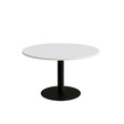 Form o Miljö Bord Cirkum, Ø1200mm, højde 720 mm, hvid laminat med sort stel – Kantineborde