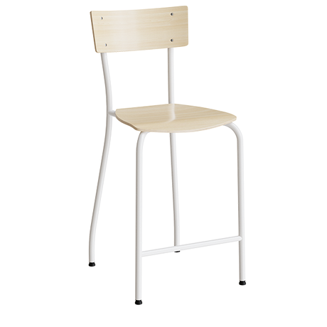 Stol Strong 112, Birk laminat, Hvidt stel,