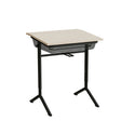 Tranås Skolmöbler Elevbord Atlas 1128, 650x550mm, eg højtrykslaminat, sortolivent stel – Elevborde