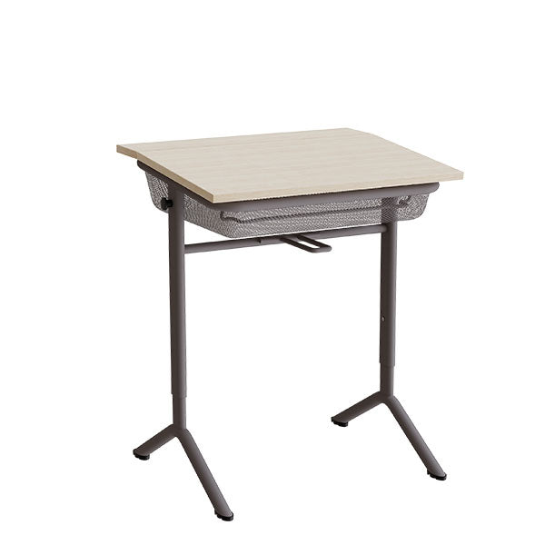 Tranås Skolmöbler Elevbord Atlas 1128, 650x550mm, lyddæmpende eg højtrykslaminat, gråt stel – Elevborde